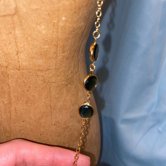 J Crew Gold Blue Crystal Necklace - Picture 5 of 13
